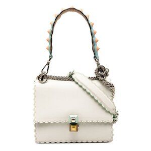 FENDI White Leather Shoulder Bag